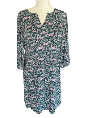 BODEN Alexandra Dress Fox & Rabbit Print Whimsical‎ Wonderland Kitsch 10P Forest
